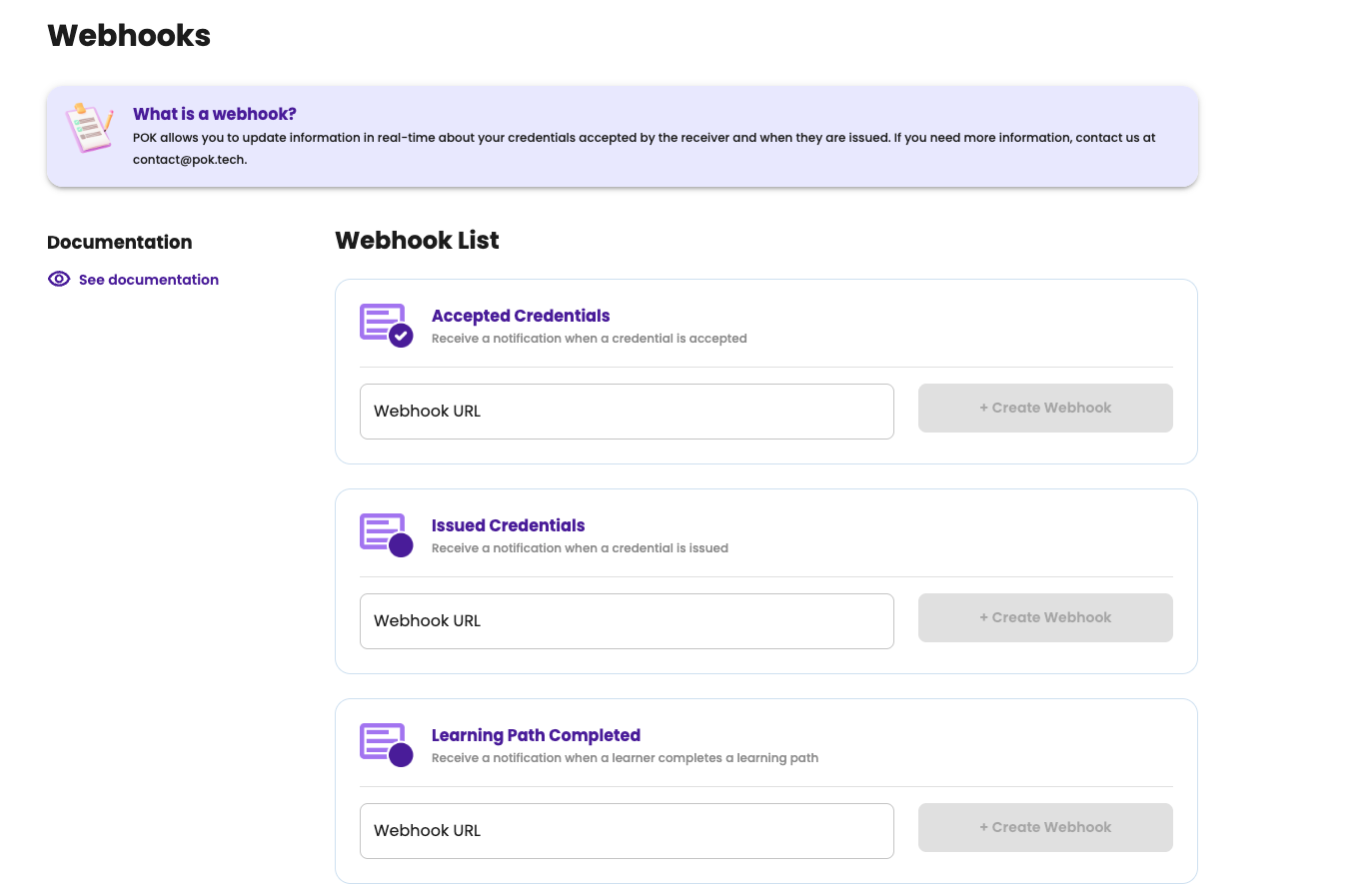 webhooks list