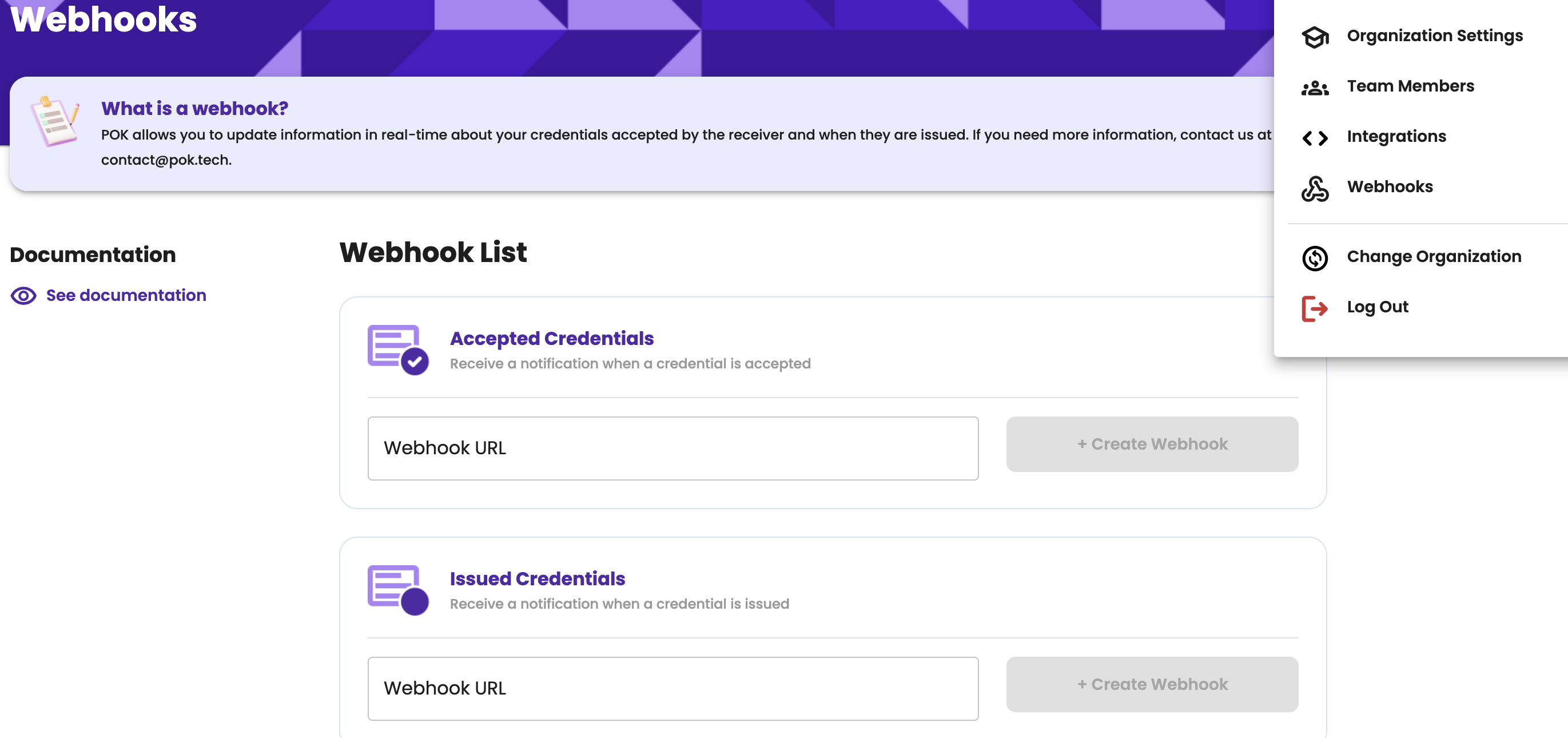 webhooks list