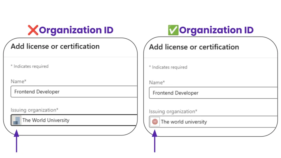 Certificação no LinkedIn exibindo o logo da organização emissora e o link para a página da empresa